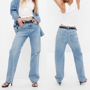 GAP 90s Loose High Rise Denim Jeans in Vintage Light Destroy Wash Size 27 | 4 R